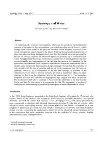 Syntropy and Water