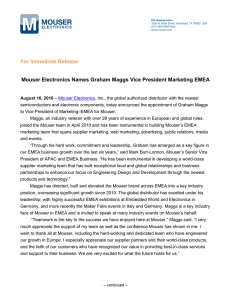 Mouser Electronics Names Graham Maggs Vice President