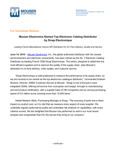 Mouser Electronics Named Top Electronic Catalog Distributor by