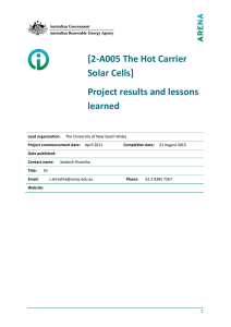 [2-A005 The Hot Carrier Solar Cells] Project results and lessons