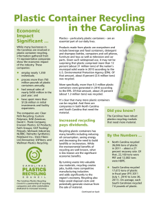 Plastic Container Recycling in the Carolinas