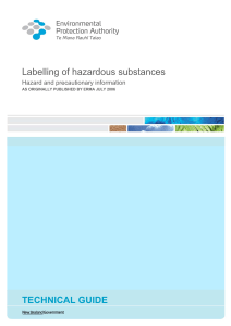 Labelling - hazards and precautionary information