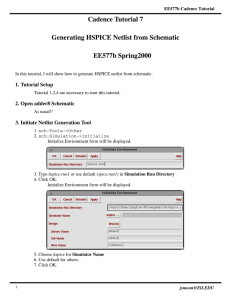 Cadence Tutorial 7 Generating HSPICE Netlist from Schematic