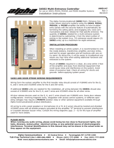 IA502 Multi-Entrance Controller Installation Instructions