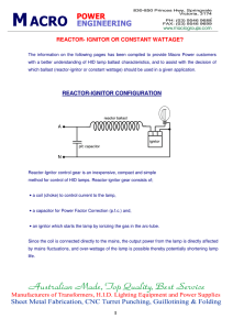 reactor- ignitor or constant wattage?