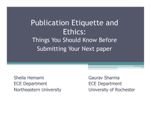 Publication Etiquette and Ethics