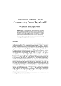 Equivalence Between Certain Complementary Pairs of Types I and III