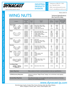 WING NUTS - Dynacast Industrial Products