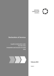 Declaration of Services - A guide to declaration under Part III of the