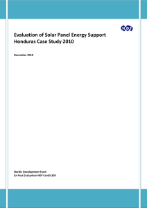 Evaluation of Solar Panel Energy Support Honduras Case Study 2010