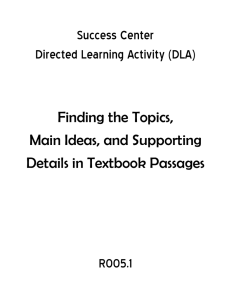 Finding the Topics, Main Ideas, and Supporting Details in Textbook