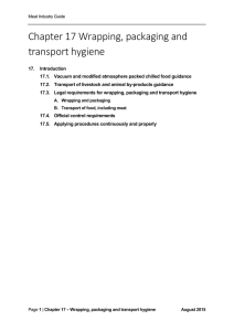 Chapter 17 Wrapping, packaging and transport hygiene