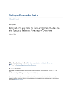 Restrictions Imposed by the Directorship Status on the Personal