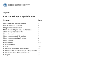 GUprint Print, scan and copy - a guide for users Contents: Page: