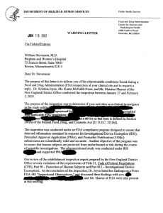FDA Warning Letter to William Stevenson, M.D. 2003-06-18