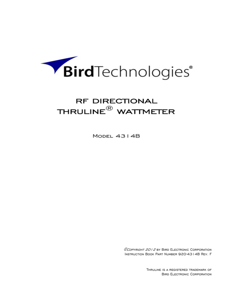 Wattmètre Bird 4715-000 Thruline - Section Ligne RF UHF - Occasion USA