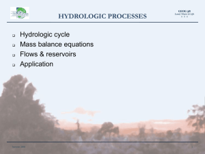 Hydrologic cycle Mass balance equations Flows