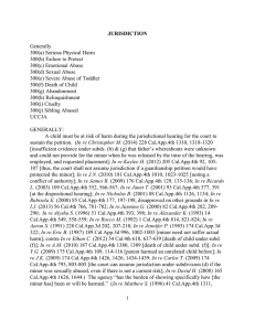 JURISDICTION Generally 300(a) Serious Physical Harm 300(b