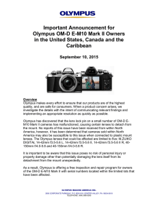 Important Announcement for Olympus OM-D E