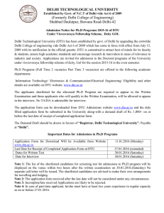 Admission notice for Ph.D programme