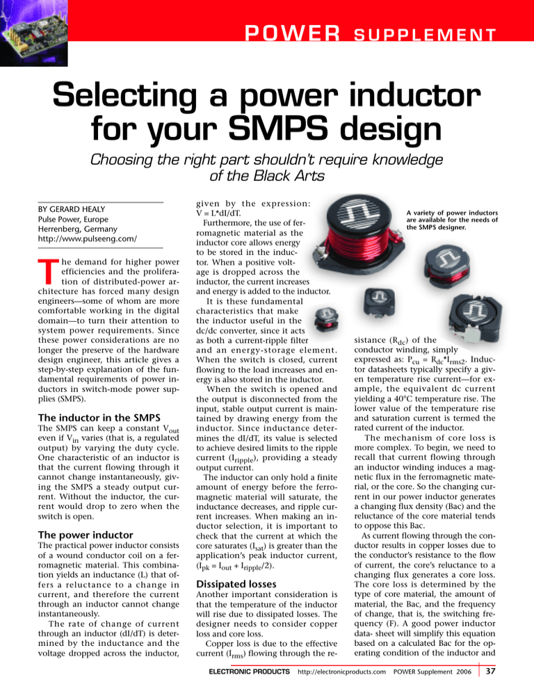 Selecting a power inductor for your SMPS design