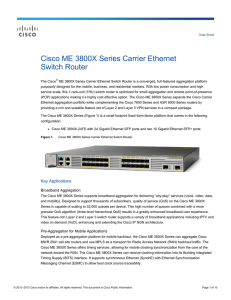 Cisco ME 3800X Series Carrier Ethernet Switch Routers