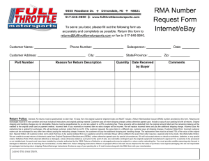 RMA Number Request Form Internet/eBay