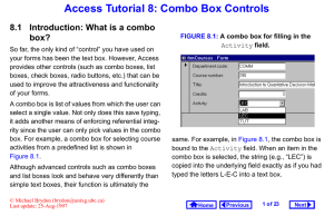 Access Tutorial 8: Combo Box Controls 8.1 Introduction