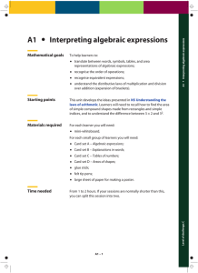 A1 Interpreting algebraic expressions