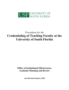 USF Procedures for Credentialing of Teaching Faculty