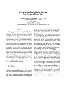 Relay Attacks on Passive Keyless Entry and Start Systems in