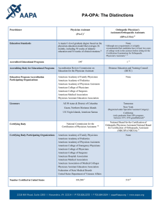 PA-OPA Comparison Chart - American Academy of Physician
