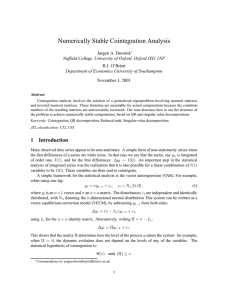 Numerically Stable Cointegration Analysis