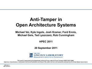 Anti-Tamper in Open Architecture Systems