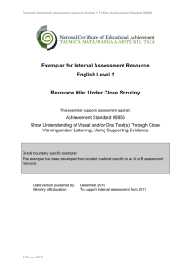 Exemplar for Internal Assessment Resource English Level 1