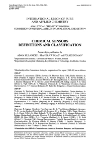 CHEMICAL SENSORS DEFINITIONS AND CLASSIFICATION