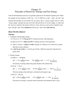 Chapter 19 Principles of Reactivity: Entropy and Free Energy