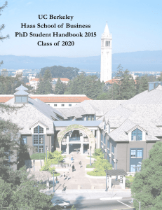 UC Berkeley Haas School of Business PhD Student Handbook 2015