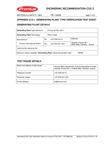 Generating Plant Type Verification Sheet for Fronius IG Plus 35V