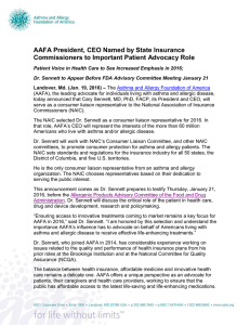 AAFA President, CEO Named by State Insurance Commissioners to