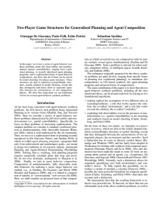 Two-Player Game Structures for Generalized Planning and Agent