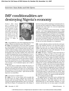 IMF conditionalities are destroying Nigeria`s economy