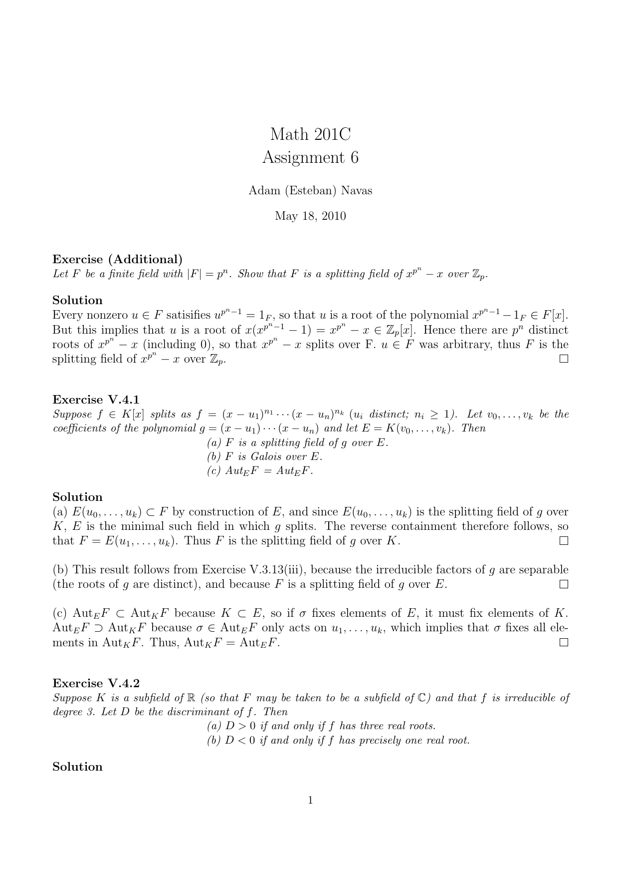Math 1c Assignment 6