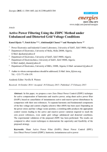 Active Power Filtering Using the ZDPC Method under Unbalanced