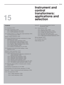 15 Instrument and control transformers: applications and selection