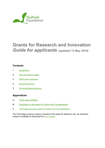 Grants for Research and Innovation Guide for applicants
