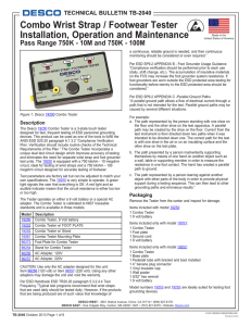 Combo Wrist Strap / Footwear Tester Installation, Operation and