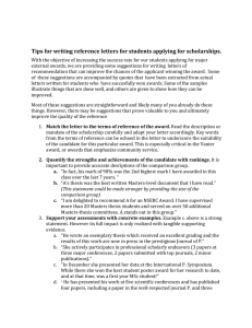 Tips for writing reference letters for students applying for scholarships.