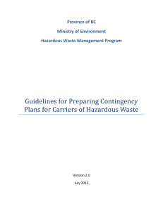 Contingency Plan Guidelines - Province of British Columbia