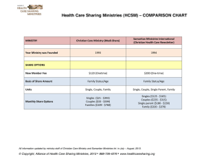 Health Care Sharing Ministries (HCSM) – COMPARISON CHART